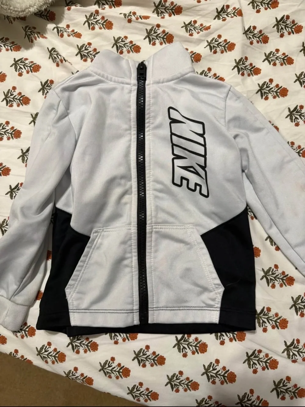 Nike Kids White and Black Full-Zip Athletic Jacket